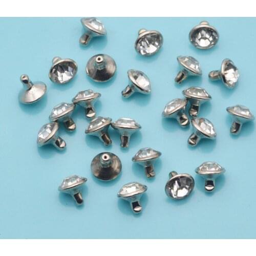 100pcs Glass Crystal Double Cap Rivets Stud Nail Leathercraft Shoe Bag Handicrafts Supplies 5mm 6mm 7mm 8mm 9mm 10mm
