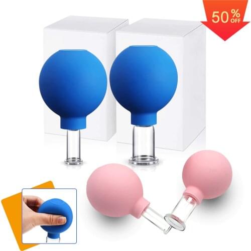 4Pcs Glass Suction Cup Facial Massage Set Vacuum Cupping Rubber Head Anti Cellulite Massager Jar Slimming Cans Body Care Therapy