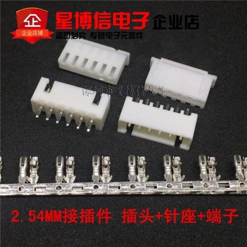 50Set XH2.54 2.54mm 6Pin 6P 180degree Male Pin Header+Terminal+Female Housing XH2.54-6P Connector Kit