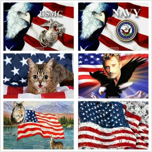 5d diy diamond painting american flag landscape cross stitch eagle full square mosaic canvas art 3d resin round embroidery kit