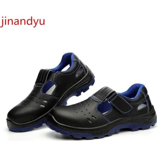 Hollow Out Mens Safety Shoes Steel Toe Work Boots Anti-smashing Anti-stab Construction Welding Shoes Indestructible Shoes Man