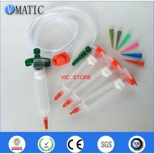 Free Shipping 30cc/ml Liquid Dispenser Solder Paste Adhesive Glue Pneumatic Syringe + Barrel Adapter +Dispensing Needle Set