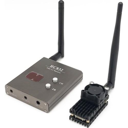 Long distance Over 5Km Range 5.8Ghz 2W 2000mW FPV Wireless Transmitter and RC832 48CH Wireless AV Receiver for RC Drones monitor