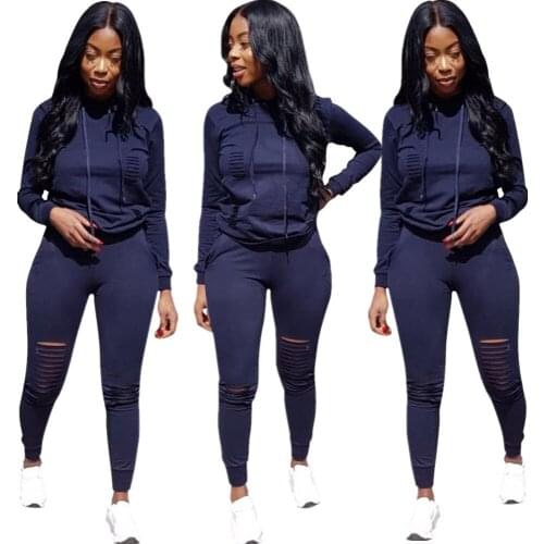 BKLD Sexy Hollow Out 2 Two Piece Outfits 2018 Autumn Winter Casual Women Tracksuit Long Sleeve Hooded Sweatshirt+Pants Set S-3XL