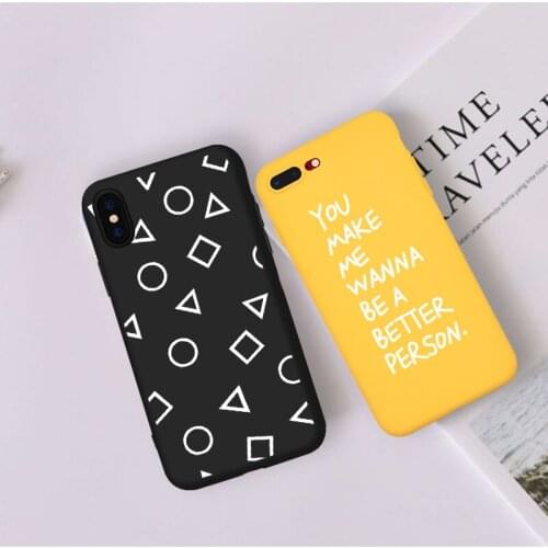 Patterned Geometric Circle Phone Case Coque For iPhone XR 6 6S Plus X 5 SE Plus Message Black Phone Cover For iPhone 8 7 Plus
