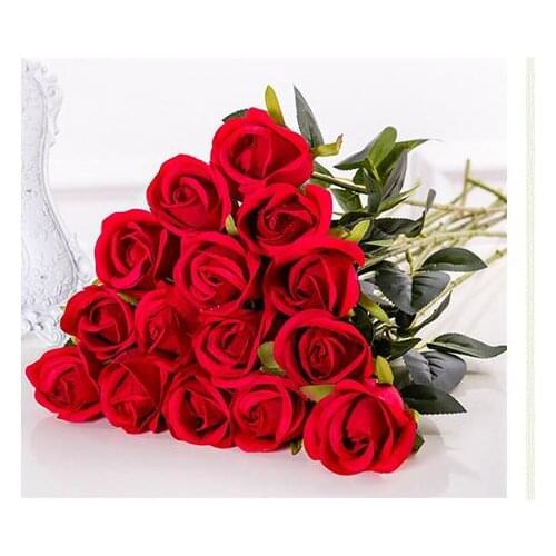 Silk rose Artificial Flowers Real Touch Rose Flowers Home decorations for Wedding Party Birthday room7 color for choose