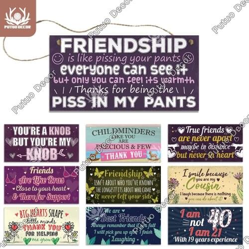 Putuo Decor True Friendship Wooden Hanging Signs Decorative Plaques for Plaque In Home Decor Living Room Wall Decor