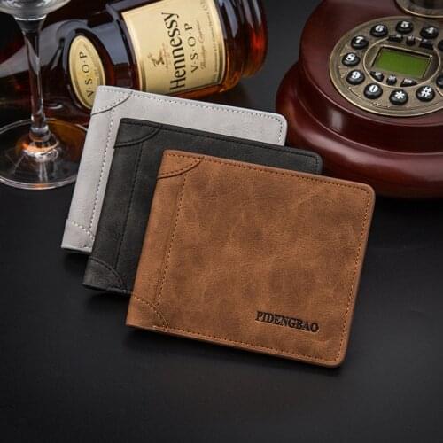 Mens Leather Wallet Credit Card Holder Clutch Coin Purse Multi-Function Frosted Short PU Male Wallet