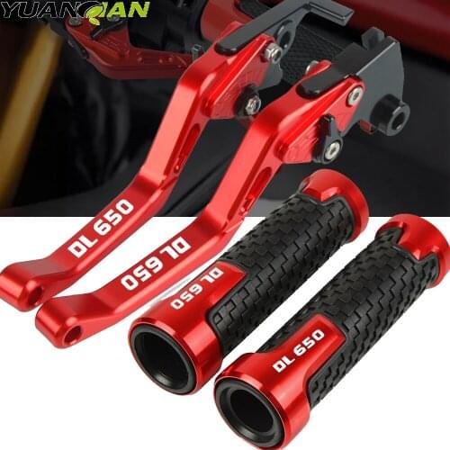 For SUZUKI V-Strom DL650 2011 2012 2013 2014 2015-2018 Motorcycle CNC Racing Grips Handle Grips Brake Levers Clutch DL650 logo