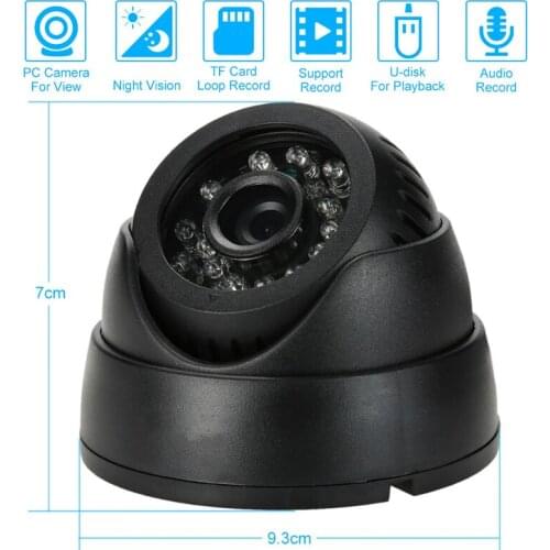 Home Security DVR Dome USB Camera 1G-32G TF Card Slot Support Loop Recording Day Night Vision View Mini recorder