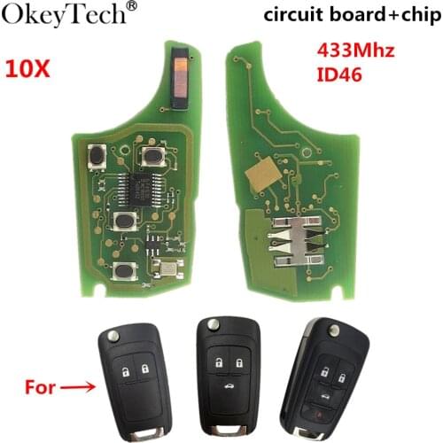 Okeytech circuit Board Electronic Car Key 433Mhz ID46 For Vauxhall Opel Astra J Corsa E Zafira C For Chevrolet Cruze For Buick