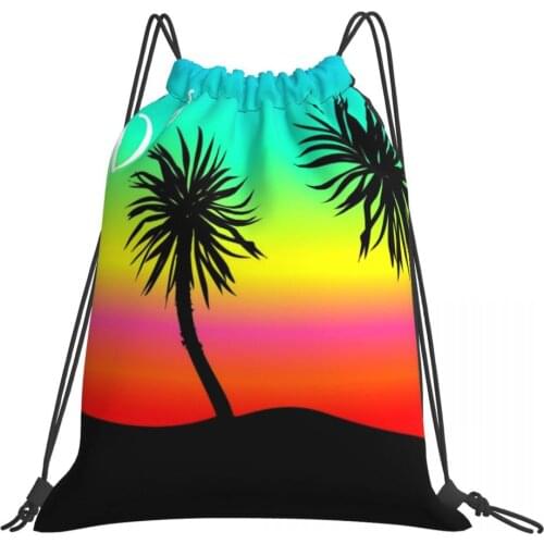 Hawaii Style Men Women Drawstring Backpack Beach Travelling Daypacks String Straps Travelling Cycling Yoga Bags