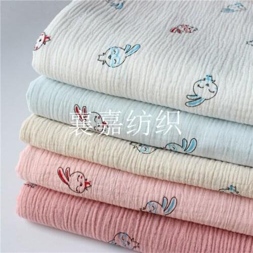 Cotton Double Bubble Gauze shuang ceng mian Crepe Material Pleated Texture yue zi fu Kids Pajamas Fabric