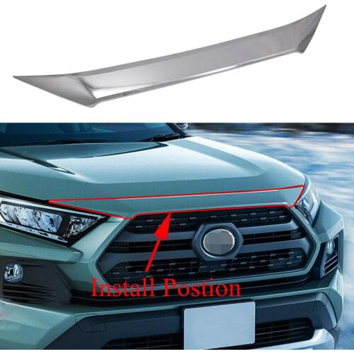 Exterior Chrome Hood Bonnet Grille Guard Cover Trim Strip Decorative Accessories Fit For Toyota RAV4 2019 2020 Adventure