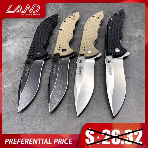 LAND 9054 Pocket Folding Knife 12C27 Blade G10 Handle Survival EDC Outdoor Camping Hunting Tactical Knife Practical Tool CS GO