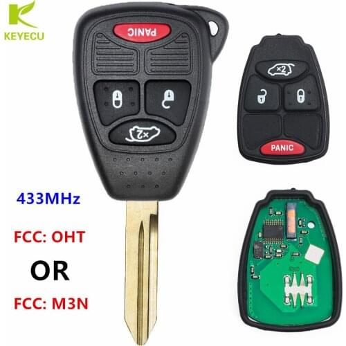 KEYECU New Replacement 3+1 Button Remote Key Fob 433MHz With ID46 Chip FCC: OHT/ M3N for Chrysler Sebring, for Dodge Charger