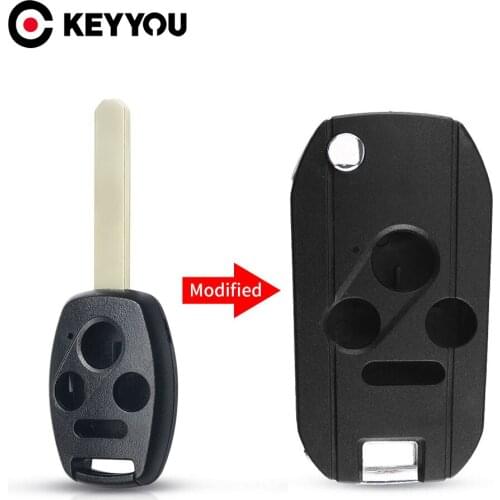 KEYYOU Modified Flip Remote Key Shell For Honda Accord Cr-V Civic Odyssey Insight Ridgeline 2/3/4 Buttons Folding Car Key Case