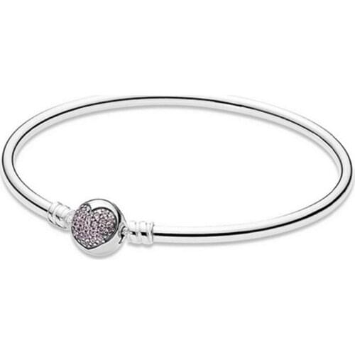 Circle of Love Bangle Bracelet 100% Real 925 Sterling Silver Star Bangle Bracelet Fit Original Charms Diy Jewelry