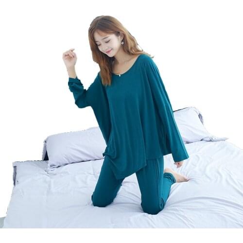 Oversize Modal Pajamas Summer 2PCS Casual Pyjamas Sets Women Casual Sleepwear Loose Home Dress Sexy Lingerie Leisure wear