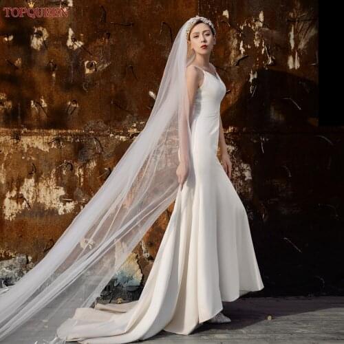 TOPQUEEN V30 Bride Veil Long Simple Wedding Veil Two Layer Soft Veils Free Shipping Net Veil Elegant Bridal Veils Wedding Long