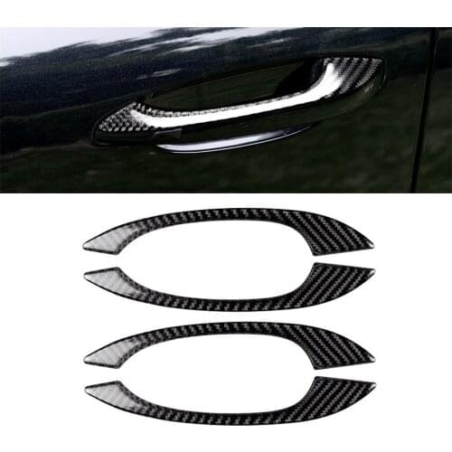 Genuine Carbon Fiber Car Door Handle Bar Trim Cover Styling sticker Fit For Porsche Macan 2014-2021