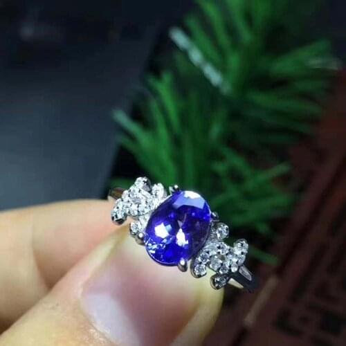 Natural And Real Tanzanite luxury ring ring Free shipping gemstone 925 sterling silver Fine jewelry