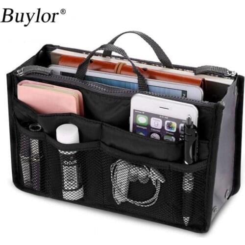 Buylor Makeup Bag Organizer Large Liner Tidy Bag Handbag & Tote Purse Nylon Organizers Inside Cosmetic Bag for Traveling