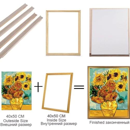 Paint by number frame of inner wooden frame and outer PEE outer frame,Factory store direct sales use picture by number 40x50cm