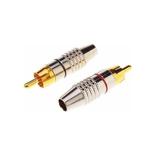Gold Plated solderless Audio Video Phono RCA Male Plug Adapter Connector Gold+Silver