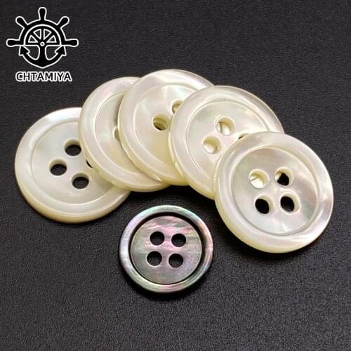 10pcs Pearl Natural Shell Buttons For Clothing 2-Holes Hand Sewn Round Flat Shirt Pattern Sweater Childrens Clothes Button