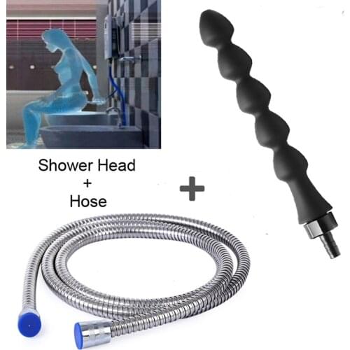 CamaTech Aqua Shot Deep Shower Enema System Silicone Colon Douche Cleansing Nozzle With 59" Hose Vaginal & Anal Plug Cleaner Kit