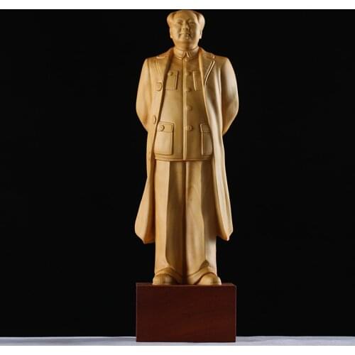 20CM Chairman Mao statue Mao Zedong Wood ornaments crafts handmade Art collections wood carving