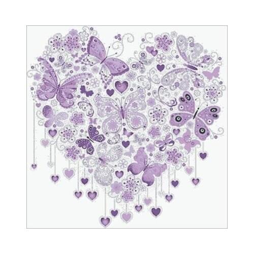 Magazine-Purple Butterfly Heart Embroidery,DIY 14CT Unprinted Arts Cross stitch kits Set Cross-Stitching Home Decor