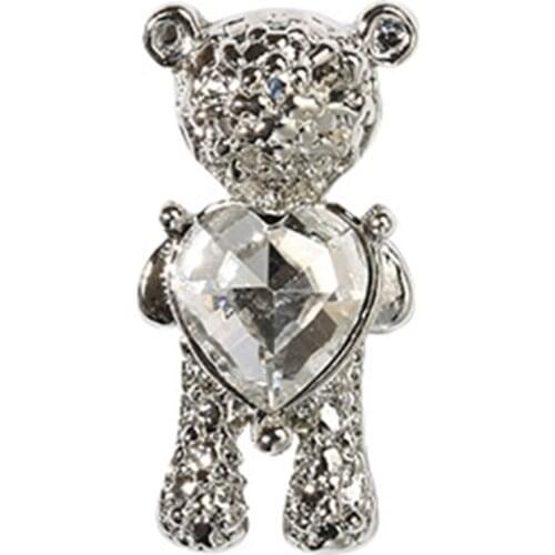 Y1UF Shiny Bear 3D Nail Art Decorations with Heart Luxury Rhinestone Manicure Tool