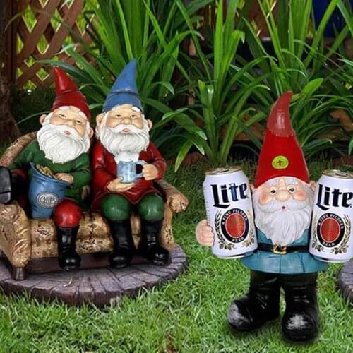 Funny Resin Naughty Garden Gnome Garden Decoration Statue Santa Goblin Sculpture Garden Ornaments Figurines Elves Desk Decor