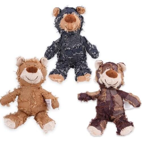 Funny Cute Bear Pet Plush Animal Doll For Dogs Puppy Bite Resistant Molar Chew Squeak Toy For Teeth Cleaning