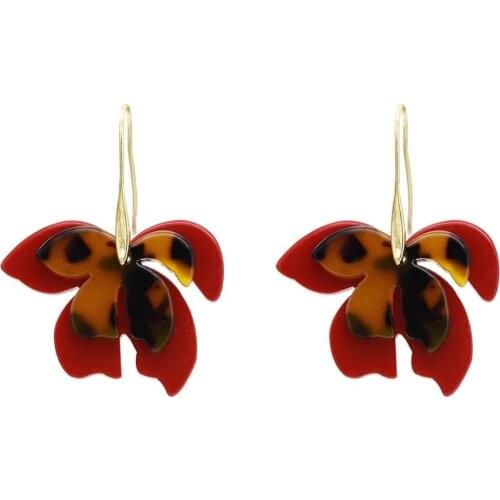 Korean Style Red Pink White Black Acrylic Drop Earrings for Women Bridal Flower Earrings Wedding Party orecchini Jewelry