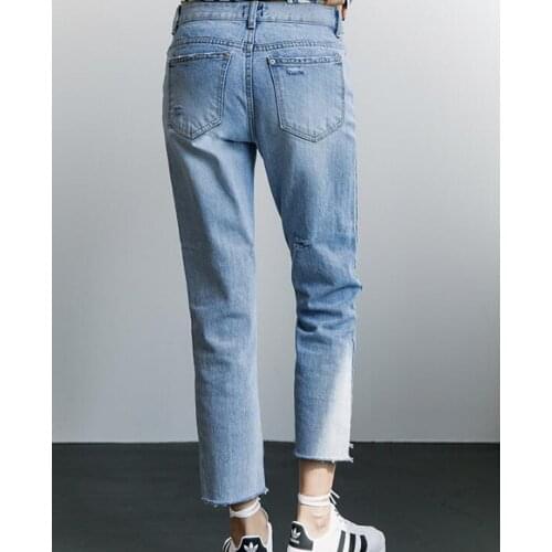 Mom Ripped Hole Harem Denim Pants For Women Vintage Cotton Boyfriend Jeans Trousers High Waist Summer Autumn Plus Size