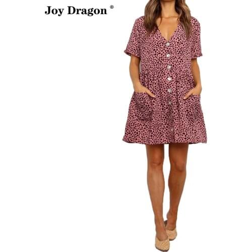 Women Summer Dress V Collar Wave Point Zomerjurk Dames 2020 Vestidos Para Mujer Vestiti Donna Ubrania Sundress Sukienki Damskie