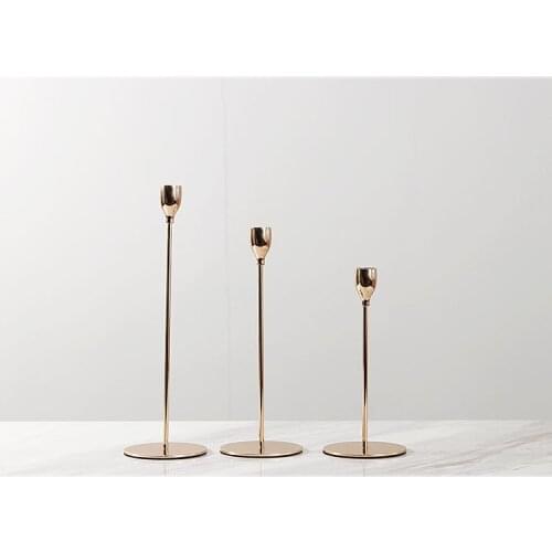 Modern Style Gold Metal Candle Holders Wedding Decoration Bar Party Home Decor Candlestick