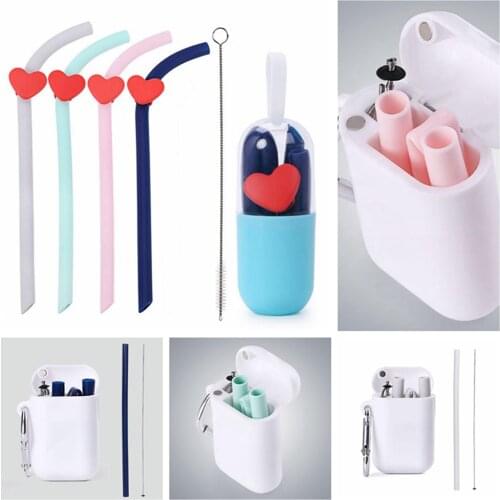New Creative Outdoor Portable Foldable Drinking Straw Reusable With Pc Storage Box Easy Cleaning Can Be Carried With You