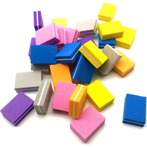 100pcs Mini Nail Buffer Block Sponge Small Nail File Sanding Sandpaper Nail Polish Polisher Double Side Manicure Nail Art Files