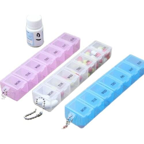 2 PCS 7 Days Pill Medicine Box Weekly Tablet Holder Storage Organizer Container Case Pill Box Splitters