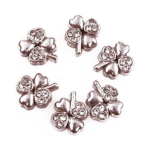 20 , 50)PCS/lot rhinestones clover Floating Locket Charms Fit For DIY Memory Magnetic Locket Pendant Jewelrys Making