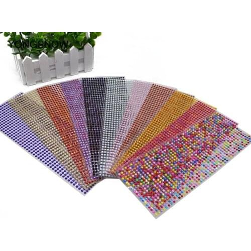 900pcs/lot 4mm Acrylic Rhinestones Crafts Phone PC Car Art DIY Decals Bling Rhinestone Self Adhesive Scrapbooking Stickers