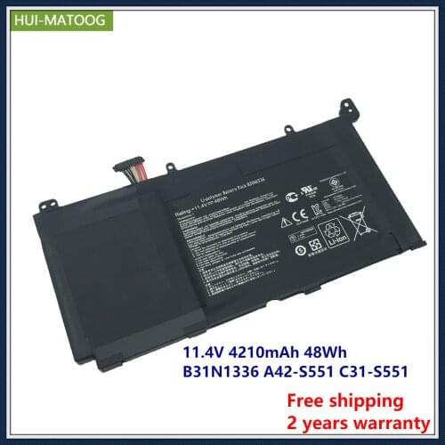 Laptop Battery B31N1336 C31-S551 for ASUS VivoBook A551L S551 S551L S551LN R533L K551LN K551L R553L R553LF R553LN 11.4V 4210mAh