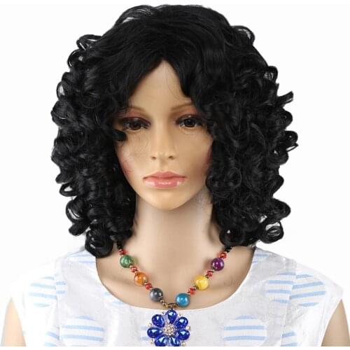 Amir Short Afro Kinky Curly Wigs For American African Women Black Synthetic Fake Hair Finger Wave Mommy Wig Cosplay