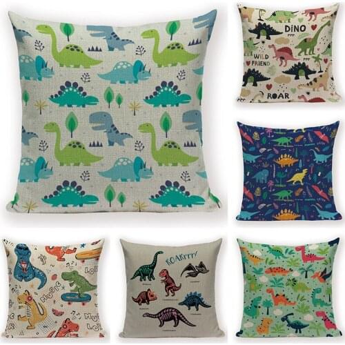 Cartoon Animal Cases Pillows Colorful Jungle Dinosaur Cushions for Living Room Pillowcase for Pillows Decorative Cushion Covers