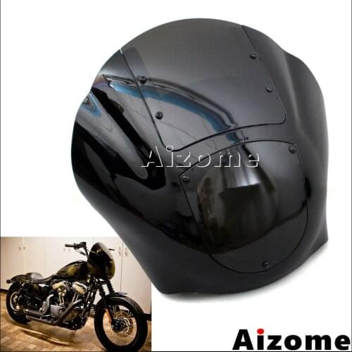 Black Headlight Fairing Headlamp Quarter Fairing For Harley XL XLH 1200 Iron 883 XL883N FXR FXD Dyna Sportster 45/49mm Mount