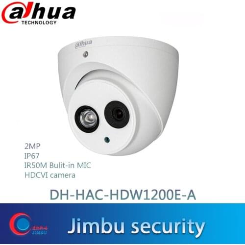 Dahua 2MP Dome HD1080P HDCVI Camera DH-HAC-HDW1200E-A IR 50m built-in MIC IP67 CCTV Security Camera HAC-HDW1200E-A